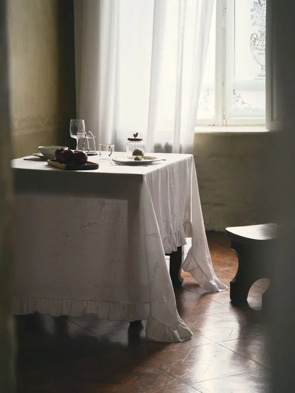 Скатерть, 160х160 см, с рюшами, Цветочные ветви, Wavy branches, image-10