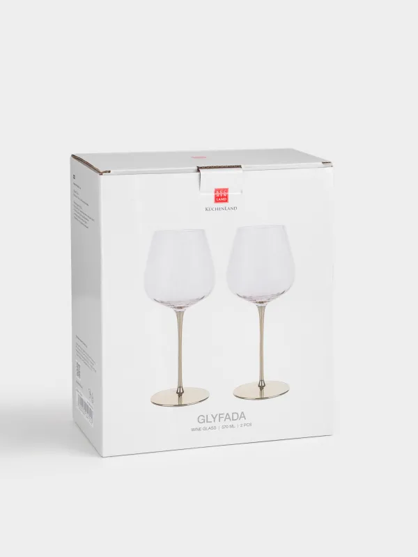 Бокал для красного вина, 2 шт, золотистая ножка, Glyfada, image-5