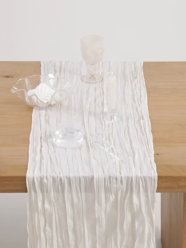 Дорожка настольная, 40х160 см, полиэстер, белая, Мятый эффект, Wavy white, image-4