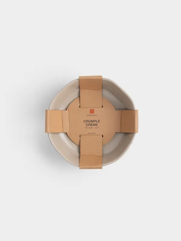 Салатник, 16х5 см, 550 мл, керамика K, бежевый, Мятый эффект, Crumple creme, image-4