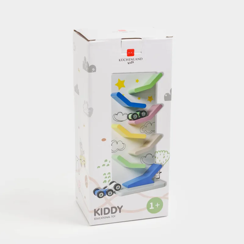 Игрушка, 27 см, дерево, Гоночный трек с машинками, Kiddy, image-5