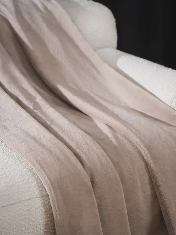 Плед, 130х170 см, двусторонний, искусственный мех/фланель, песочный, Flannel, image-1