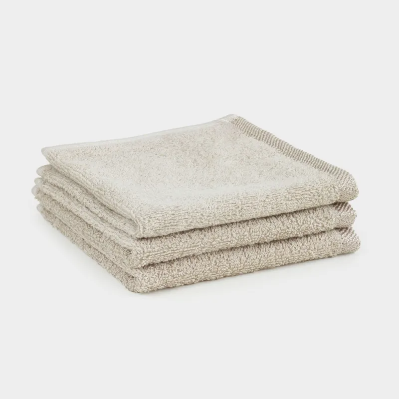 Полотенце, 30х30 см, 3 шт, хлопок, бежевое, Wellness