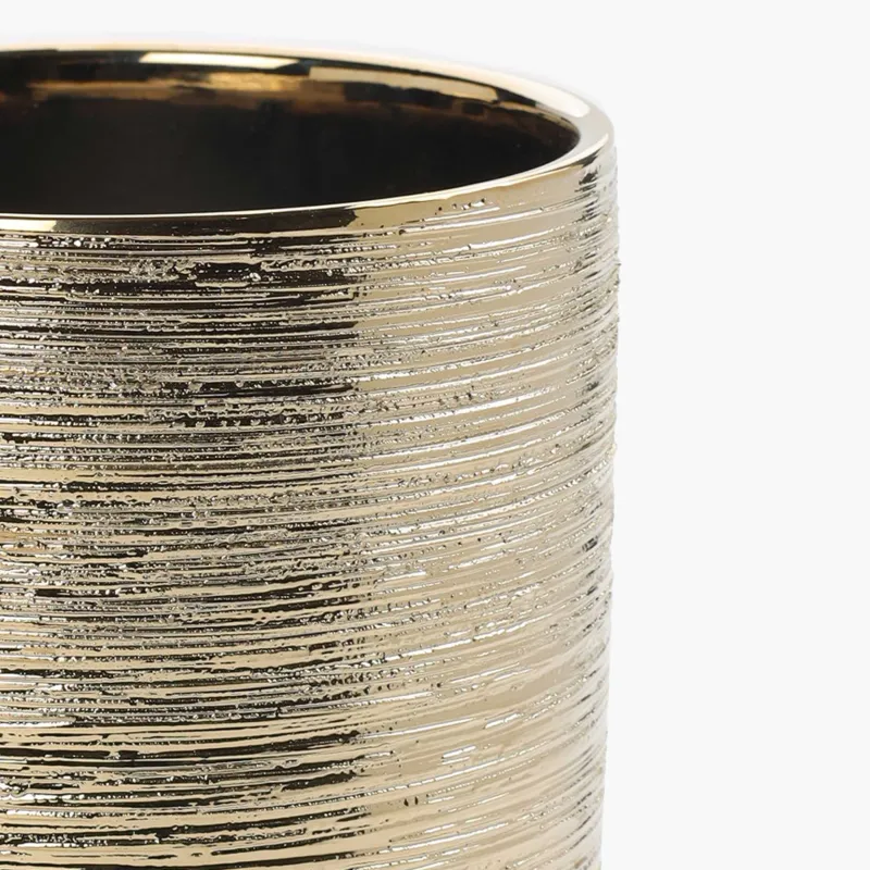 Кашпо, 18х18 см, керамика, золотистое, Galore, image-1