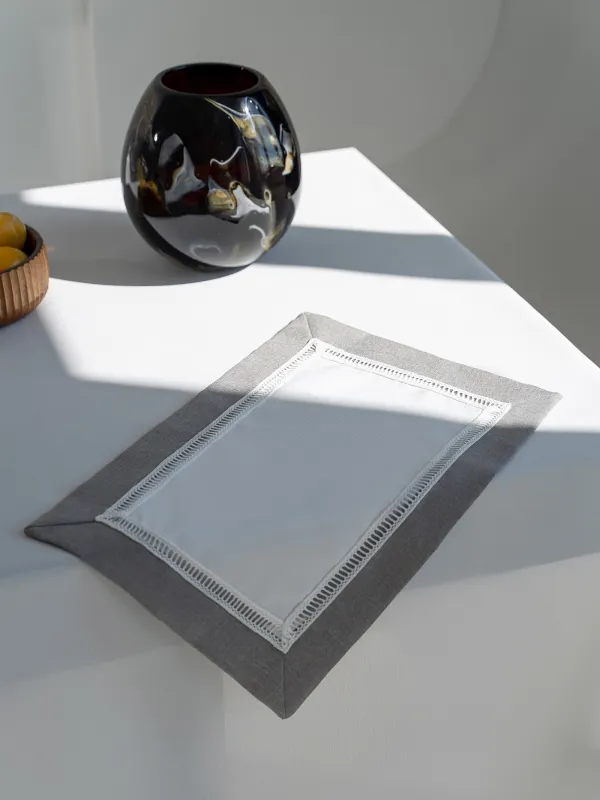 Салфетка под приборы, 30х45 см, 2 шт, полиэстер, прямоугольная, бело-серая, Milky way, image-5