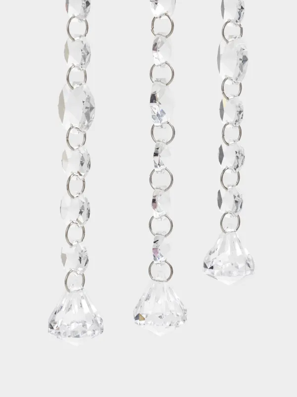 Ветка декоративная, 55 см, стекло, Серебристые кристаллы, Crystal decor, image-2