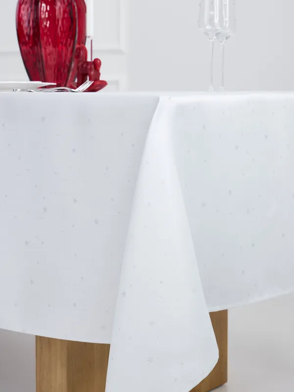 Скатерть, 170х250 см, жаккард, полиэстер, светло-серая, Серебристые звезды, Starlight, image-4