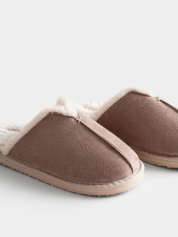 Тапочки из искусственной замши с меховой стелькой, Suede, image-4