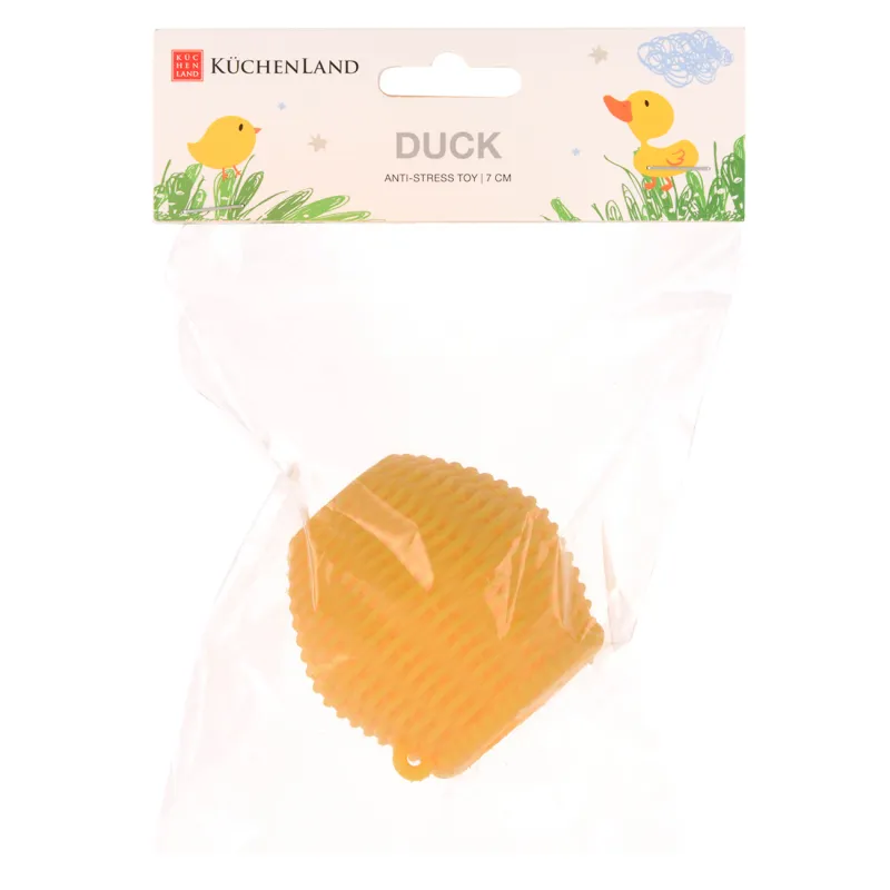 Игрушка-антистресс, 7 см, резина, желтая, Утенок в корзине, Duck yellow, image-2