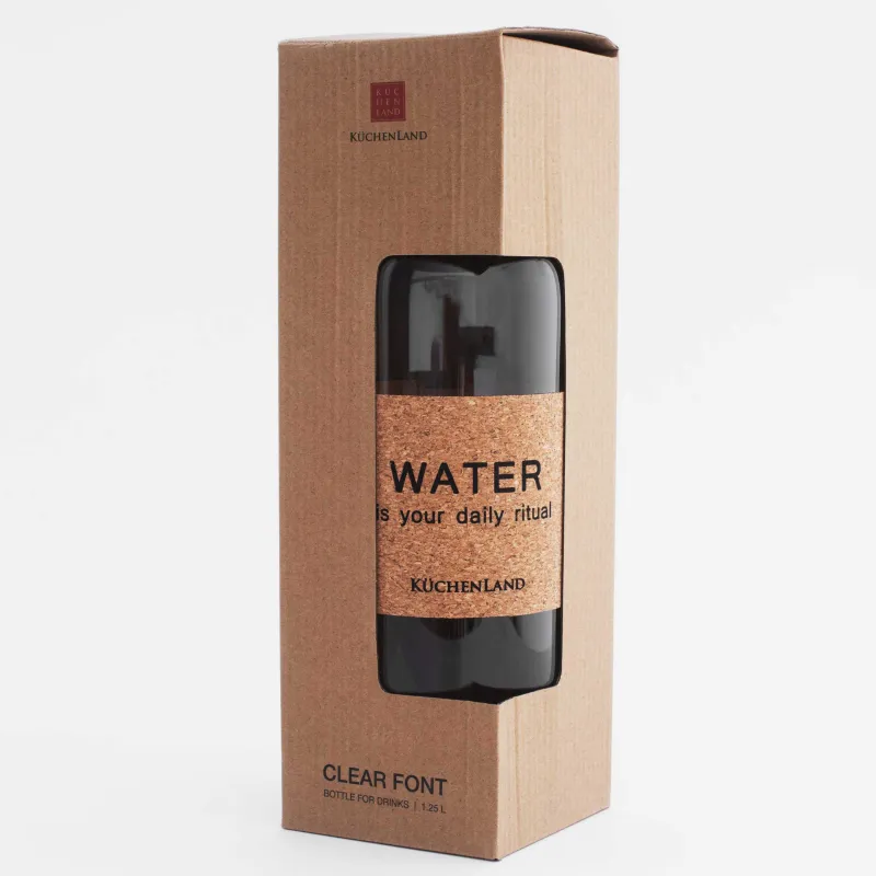 Бутылка для напитков, 1,25 л, с зарфом, стекло Б/пробка, Clear font, image-6