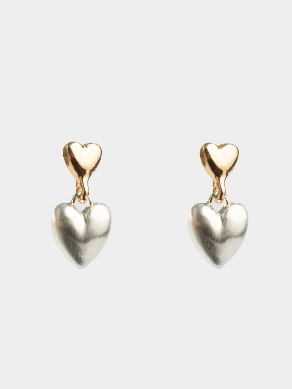 Серьги-пусеты, 2 см, 2 шт, металл, серебристо-золотистые, Jewelry heart, image-0