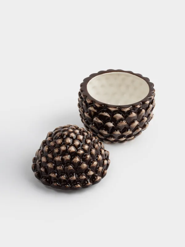 Емкость для хранения, 12х15 см, 490 мл, керамика, коричневая, Шишка, Winter delice, image-4