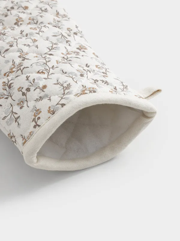 Прихватка-варежка, 17x33 см, хлопок, молочная, Винтажные цветы, La flore, image-3