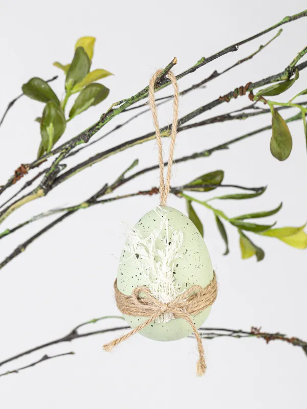 Подвеска декоративная, 8 см, пластик, зеленая, с сухоцветами, Яйцо, Natural Easter, image-2