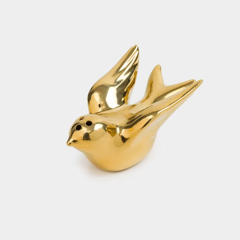 Емкость для соли или перца, 9 см, фарфор P, золотистая, Птица, Paradise garden, image-2