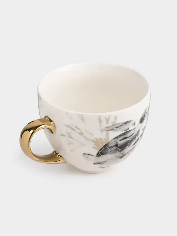 Кружка, 430 мл, фарфор N, бело-золотистая, Черепаха, Grand turtle, image-1