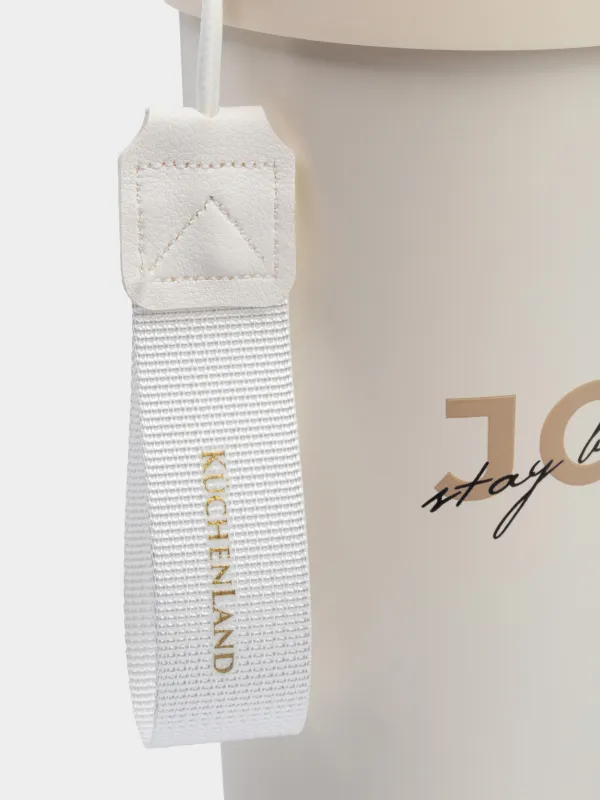 Термокружка, 500 мл, клапан/трубочка, с ремешком, сталь/пластик, бежево-золотистая, Ballad, image-3