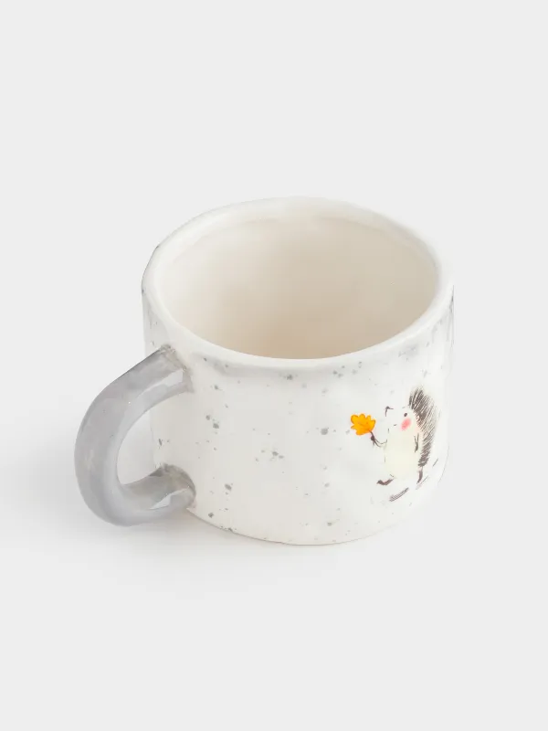 Кружка, детская, 350 мл, молочно-серая, в крапинку, Ежик, Hedgehog walk, image-2