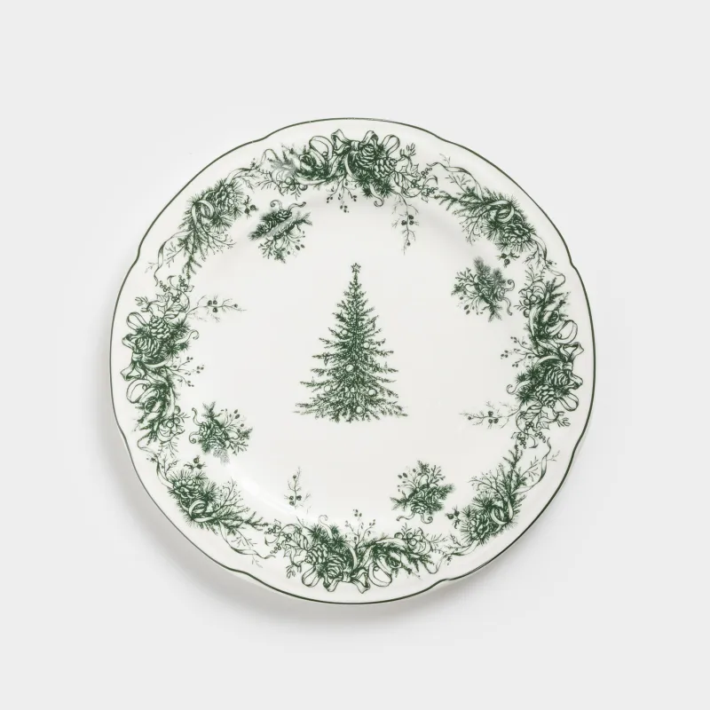 Тарелка закусочная, 20 см, фарфор N, бело-зеленая, Елка, Winter lace