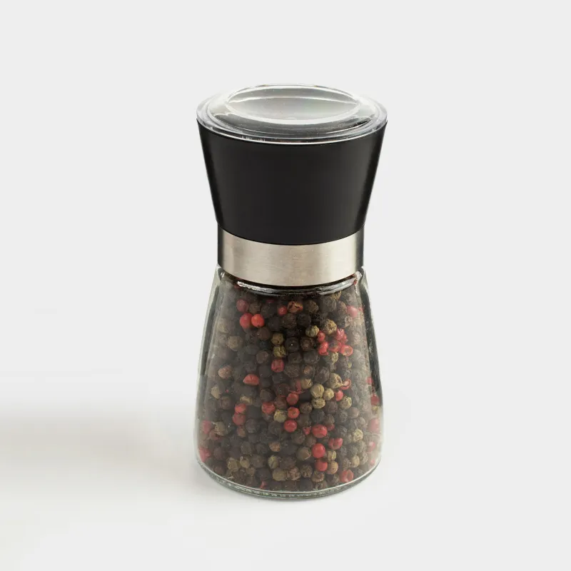 Мельница для специй 13 см, механическая, стекло, Три перца, Seasoning BBQ