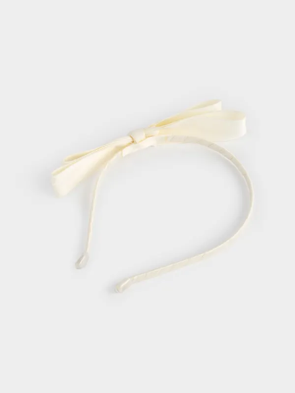 Ободок для волос, 17х17 см, полиэстер/металл, молочный, Бант, Hairstyle, image-1