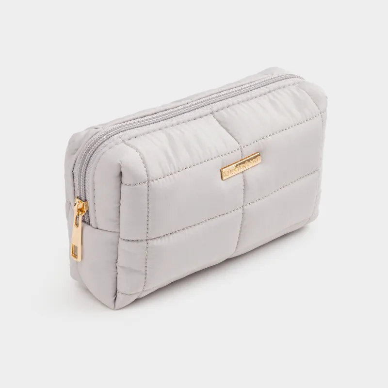Косметичка, 18х11 см, стеганая, полиэстер, серо-бежевая, One stitch, image-1