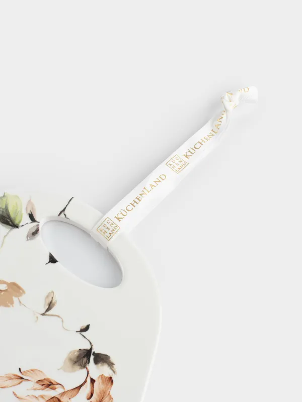 Подставка под горячее, 21х25 см, керамика/пробка, белая, Осенние цветы, Refined floral, image-1