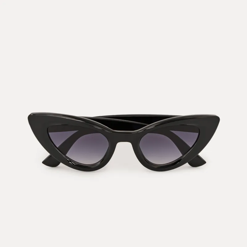 Очки солнцезащитные, пластик, с футляром для очков, черные, Кошачий глаз, Nifty