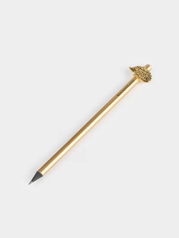 Карандаш, 18 см, чернографитный, с фигуркой, золотистый, Золотистый ежик, Draw figure, image-1