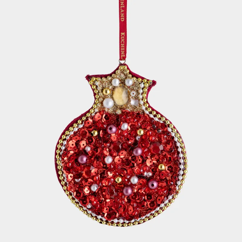 Игрушка елочная, 13 см, пластик/полиэстер, красная, Гранат, Figure pearl