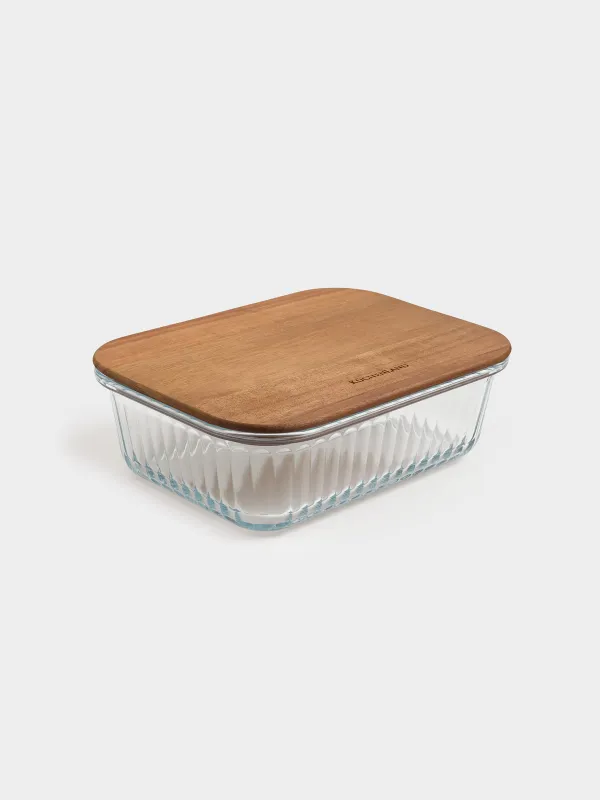 Контейнер, 640 мл, стекло Т/дерево, прямоугольный, Ravi wood, image-3