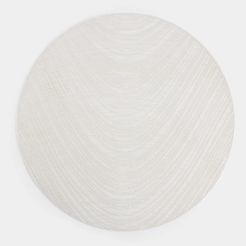 Салфетка под приборы, 38 см, ПВХ, круглая, молочная, Волны, Azhur Grid