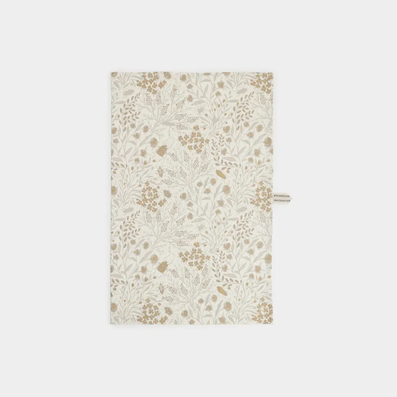 Полотенце кухонное, 40х60 см, хлопок, бежевое, Цветы и жуки, Meadow