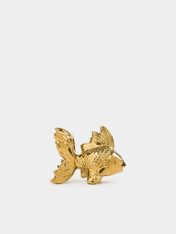 Статуэтка, 7 см, керамика D, золотистая, Рыбка, Goldfish, image-1