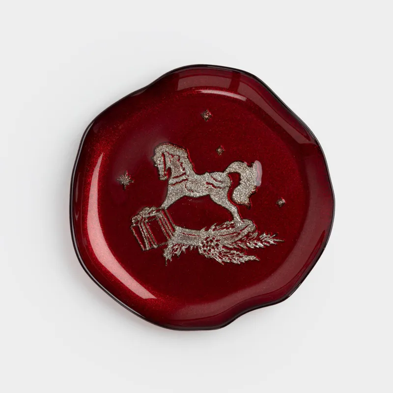 Блюдо, 21х2 см, стекло, бордовое, Лошадка, Brumal