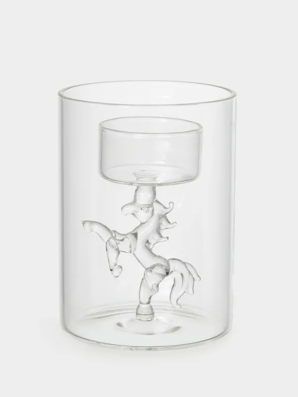 Подсвечник, 11 см, для чайной свечи, стекло Б, Конь, Decor candle, image-0