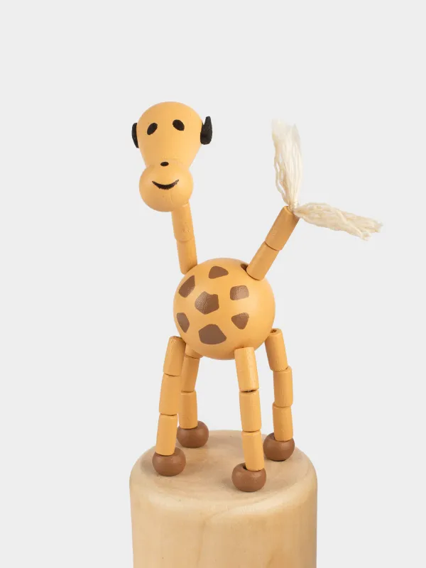 Игрушка, 13х5 см, дергунчик, дерево, желтая, Жираф, Jungle, image-4