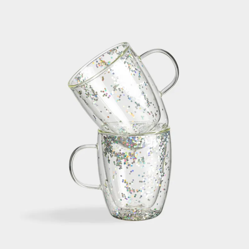 Кружка, 290 мл, 2 шт, с блестками, Air sparkly