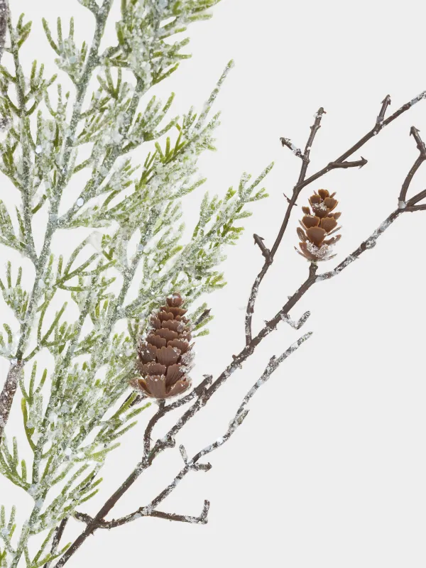 Ветка декоративная, 94 см, пластик/пенопласт, Хвоя с шишками, Conifer decor, image-2