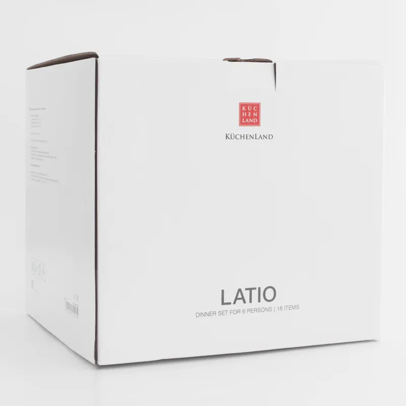 Сервиз обеденный, 6 перс, 18 пр, фарфор P, молочный, в крапинку, Latio, image-6