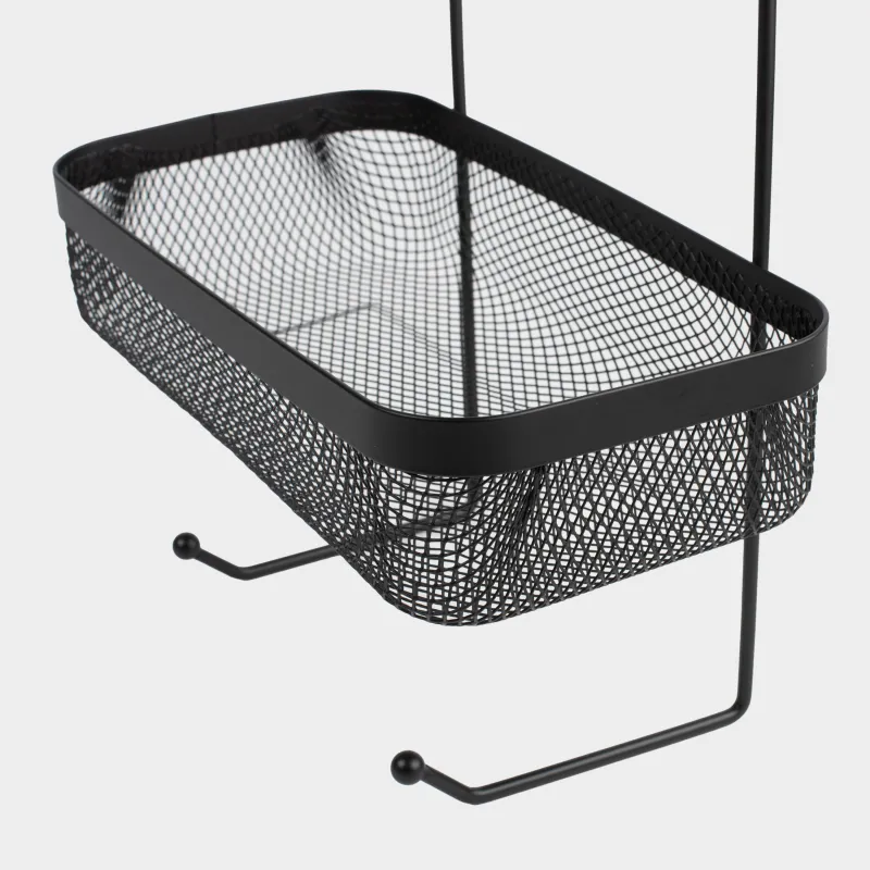 Полка-органайзер, 26x13x62см, 2-х ярусная, металл, прямоугольная, черная, Сетка, Twist black, image-4