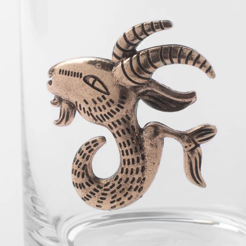Стакан для виски, 10 см, 340 мл, стекло/металл, золотистый, Козерог, Zodiac, image-1