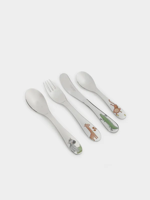 Столовые приборы, детские, 1 перс, 4 пр, сталь, Сафари, Jungle, image-1