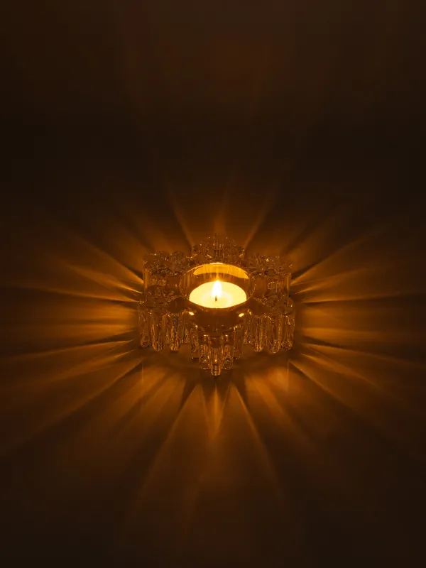 Подсвечник, 11x4 см, для чайной свечи, стекло, Снежинка, Snowfall, image-5