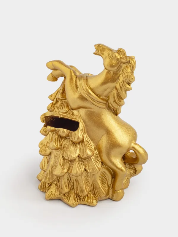 Копилка, 10 см, полирезин, золотистая, Конь, Horse gold, image-3