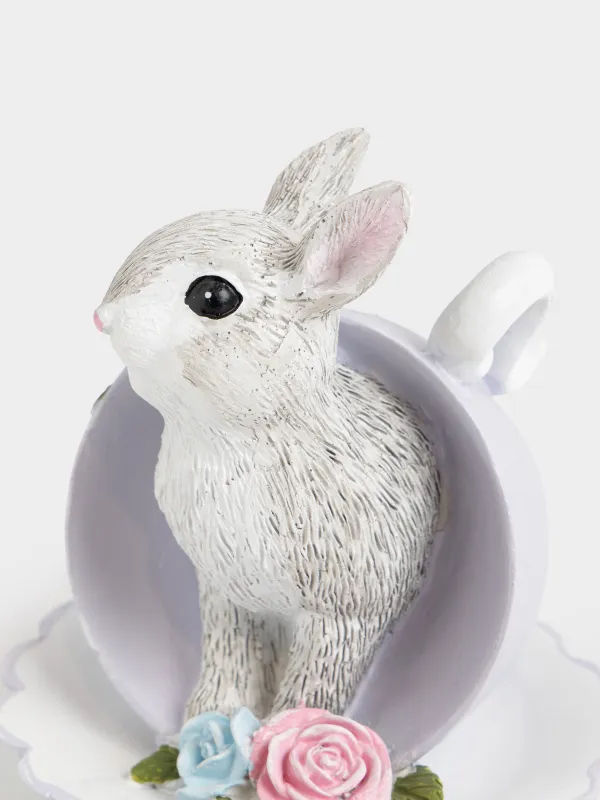 Статуэтка, 11 см, полирезин, цветная, Кролик в чашке, Easter, image-2