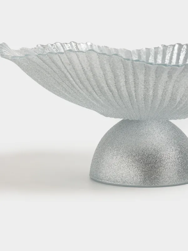 Ваза для фруктов, 32х13 см, на ножке, стекло Р, серебристая, Verge, image-3