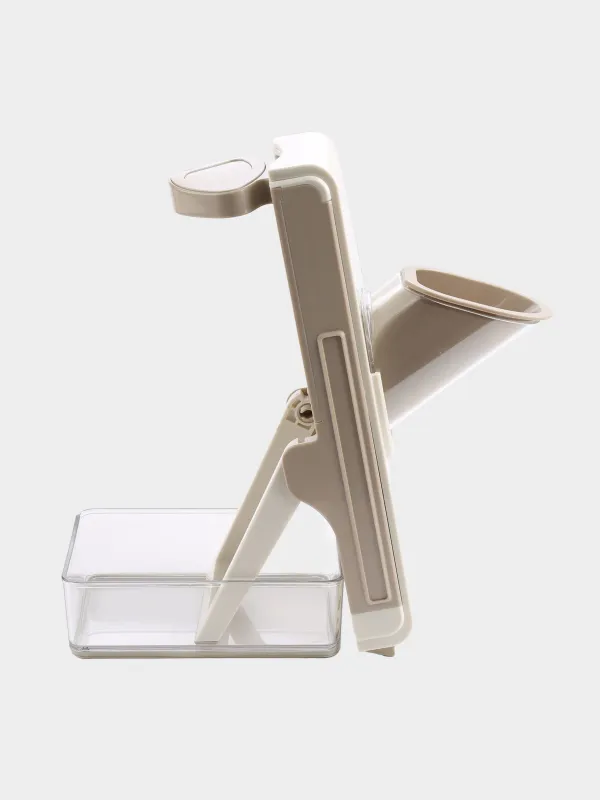 Овощерезка-слайсер, 29 см, 3 в 1, пластик/сталь, бежевая/серо-коричневая, Soft, image-2