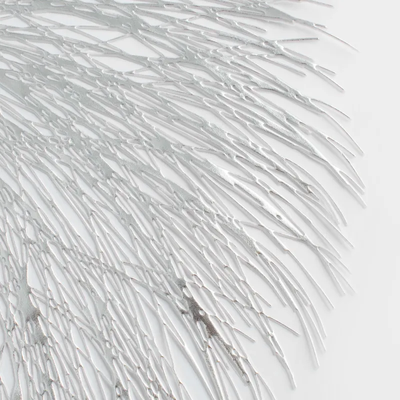 Салфетка под приборы, 38 см, ПВХ, круглая, серебристая, Azhur Grid, image-1