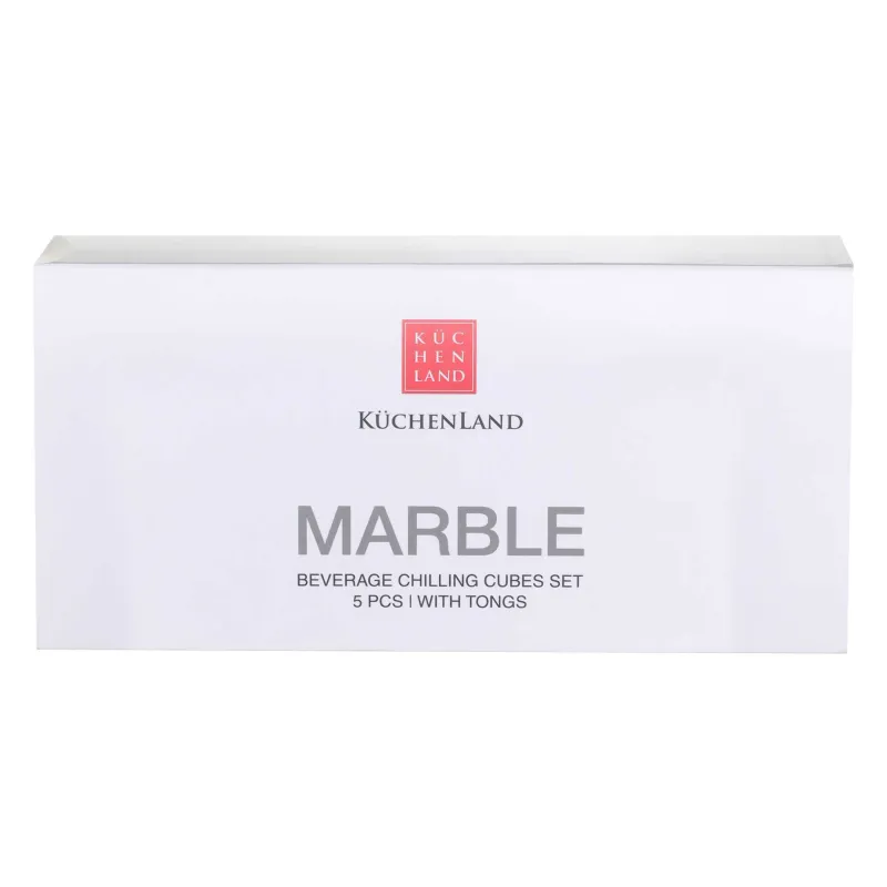Набор кубиков для охлаждения напитков, 5 пр, с щипцами, в боксе, мрамор/сталь, Bar, image-4